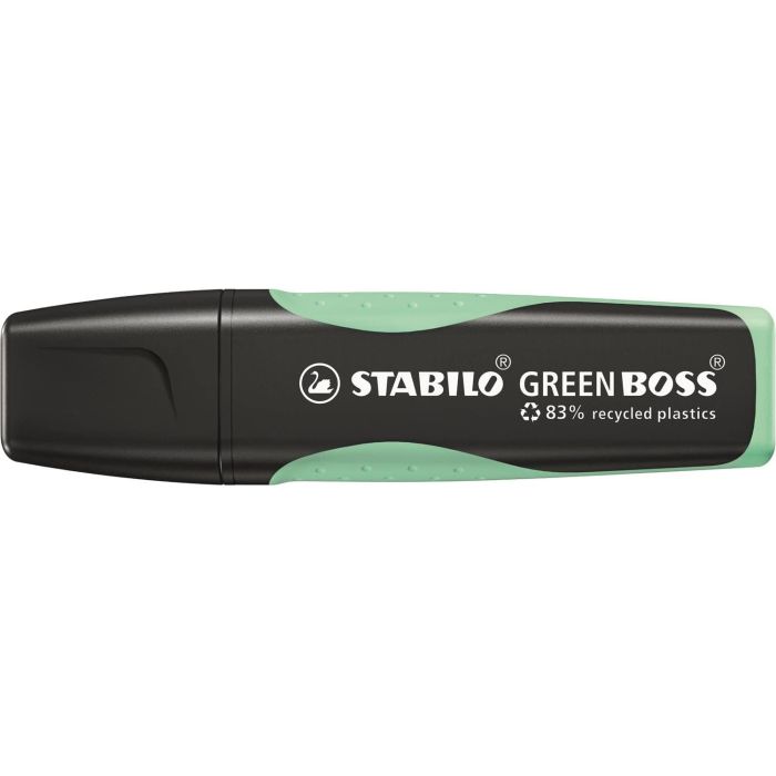 Stabilo Green Boss Pastel Marcador Fluorescente - Fabricado con un 83% de Plastico Reciclado - Trazo entre 2 y 5mm - Recargable - Color Pizca de Menta