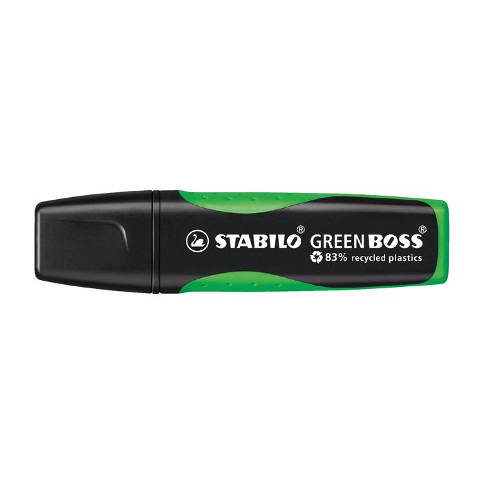 Stabilo Green Boss Marcador Fluorescente - Fabricado con un 83% de Plastico Reciclado - Trazo entre 2 y 5mm - Recargable - Color Verde