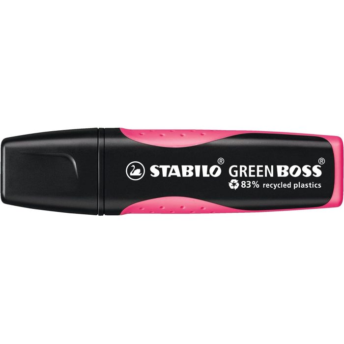 Stabilo Green Boss Marcador Fluorescente - Fabricado con un 83% de Plastico Reciclado - Trazo entre 2 y 5mm - Recargable - Color Rosa