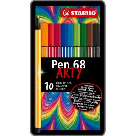 Stabilo Pen 68 Arty Caja Metalica de 10 Rotuladores - Punta de Fibra - Trazo de 1mm aprox. - Tinta a Base de Agua - Capuchon Ventilado - Colores Surtidos