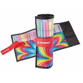 Stabilo Pen 68 Arty Rollerset de 25 Rotuladores - Estuche de Nylon Enrollable - Punta de Fibra - Trazo de 1mm aprox. - Tinta a Base de Agua - Capuchon Ventilado - Colores Surtidos