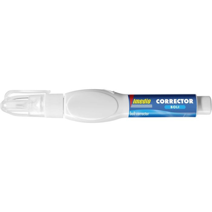 Imedio Boligrafo Corrector 8ml - Cuerpo Blando, Facil de Apretar - Punta Metalica para una Aplicacion Precisa - Secado Rapido