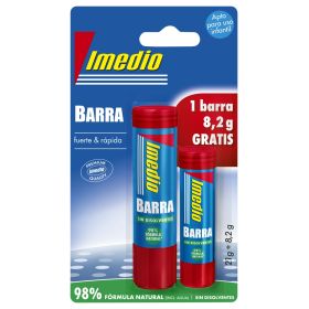 Imedio Pack de 2 Barras de Pegamento 1x 21grs + 1x 8.2grs - Sin Disolventes - Lavable - Apto para Uso Escolar