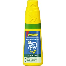 Imedio Gira y Pega Renature Pegamento Universal Sin Disolventes 35ml - Aplicador Giratorio 3 Posiciones - Envase 88% de Origen Vegetal
