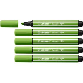 Stabilo Pen 68 MAX Rotulador - Punta de Fibra Biselada - Trazo entre 1-5mm aprox. - Tinta a Base de Agua - Color Verde Claro