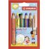 Stabilo Woddy 3 en 1 Pack de 6 Lapices de Colores - Lapiz de Color, Cera y Acuarela, Todo en Uno - Mina XXL 10mm - Colores Surtidos