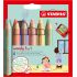 Stabilo Woddy 3 en 1 Pack de 6 Lapices de Colores Pastel + Sacapuntas - Lapiz de Color, Cera y Acuarela, Todo en Uno - Mina XXL 10mm - Colores Surtidos Pastel