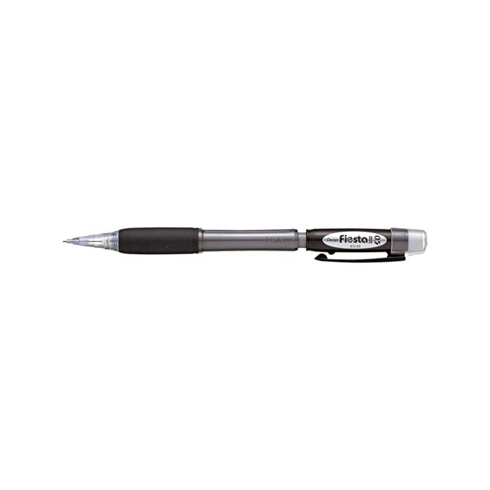 Pentel Fiesta II Portaminas HB 0.5mm con Goma - Incluye 2 Recargas - Grip de Goma - Diseño Ergonomico - Color Negro
