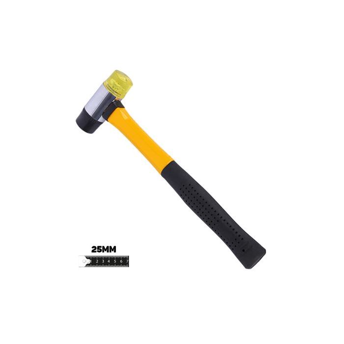 Blim Martillo Antirrebote de Doble Cara de Golpeo - 25mm - Cara de Poliuretano y Nylon - Mango de Fibra de Vidrio - Color Negro