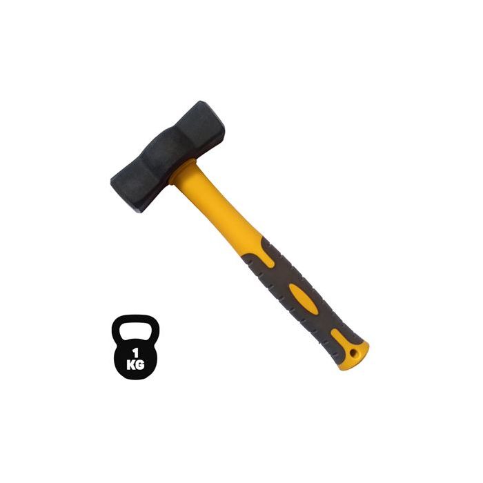 Blim Martillo de Acero al Carbono Forjado - Cabeza de 1 Kg - Superficie Templada - Mango de Fibra de Vidrio - Forma Ergonomica - Fijacion con Resina