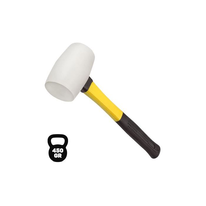 Blim Mazo para Trabajos Delicados - Peso 450 G - Cabeza de Caucho - Mango de Fibra - Color Blanco