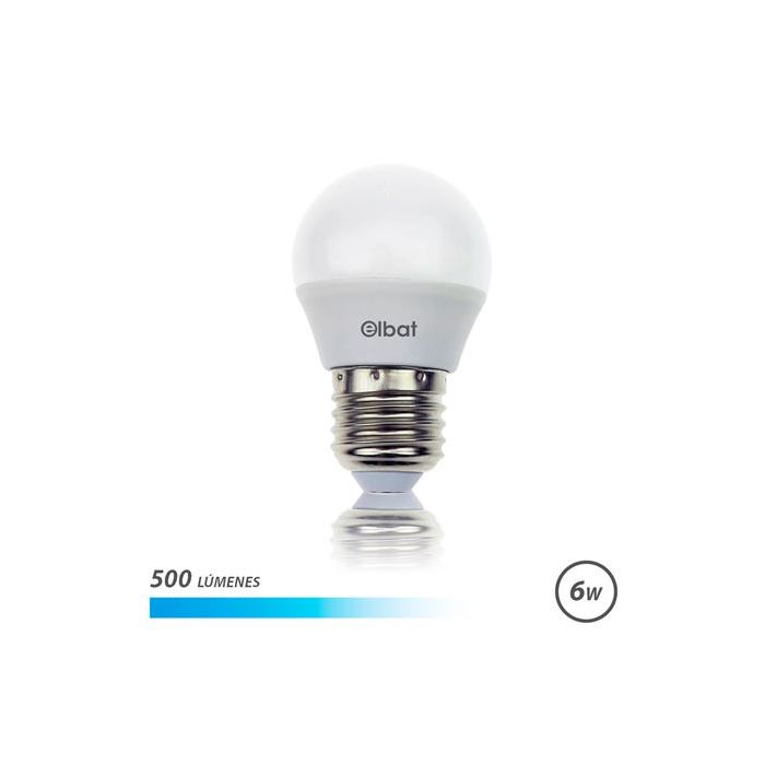 Elbat Bombilla LED G45 E27 6W 500 Lumenes - Luz Fria - Color Blanco
