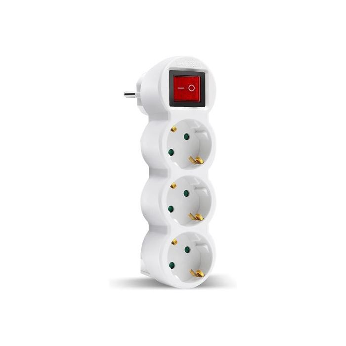 Elbat Base Multiple 3 Tomas con Interruptor - Color Blanco