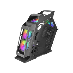 Mars Gaming Controladora Chroma ARGB - Medida en mm: 540x234x500 - Iluminacion Addressable RGB + 39 Modos de Luz - Doble Ventana Cristal Templado - Micro-ATX con Interior XL - Compatibilidad con Placas Base MicroATX/Mini-ITX - Color Negro