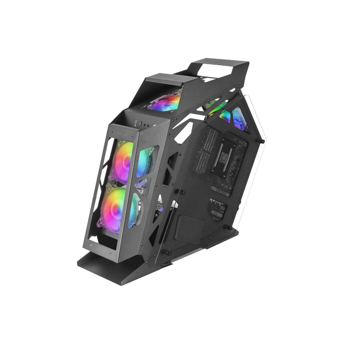 Mars Gaming Controladora Chroma ARGB - Medida en mm: 540x234x500 - Iluminacion Addressable RGB + 39 Modos de Luz - Doble Ventana Cristal Templado - Micro-ATX con Interior XL - Compatibilidad con Placas Base MicroATX/Mini-ITX - Color Negro