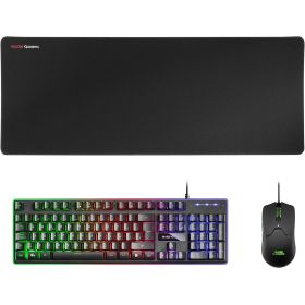 Mars Gaming Pack Premium 3 en 1 Teclado hibrido H-MECH, Raton Ultra Ligero 10K y Alfombrilla XXL - Compatibilidad Universal - Tecnologia H-MECH - Iluminacion FRGB Rainbow - Sensor Optico 10000 DPI - Switches Mecanicos KAILH - Color Negro