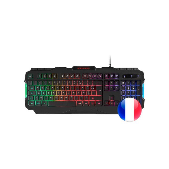 Mars Gaming MRK0 Teclado Gaming RGB Rainbow 9 Colores 15 Teclas de Funcion - 560x199x32mm - Retroiluminacion Multicolor, Capacidad anti-ghosting, Pulsacion Optimizada, Procesador Gaming - Color Negro