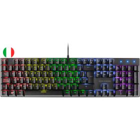 Mars Gaming Teclado Mecanico RGB MK422 - Tecnologia Antipolvo - Efectos de Iluminacion Rainbow - Teclas Ultra-resistentes - Funciones Multimedia y Modo Juego - PR de 1000Hz - Anti-Ghosting Avanzado - Compatibilidad Multiplataforma - Color Negro