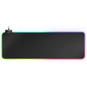 Mars Gaming MMPRGB2 Alfombrilla RGB XXL con HUB USB2.0 - Deslizamiento Nanotextil - Iluminacion RGB Control - Diseño XXL - 2 Puertos USB - Resistente y Flexible - 800x300mm - Color Negro