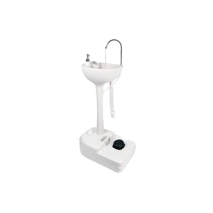 Muvip Lavabo Portatil con Deposito de 17L - Deposito de Jabon 3L - Bomba de Pie con Fuelle - Incorpora Colgador para Toalla