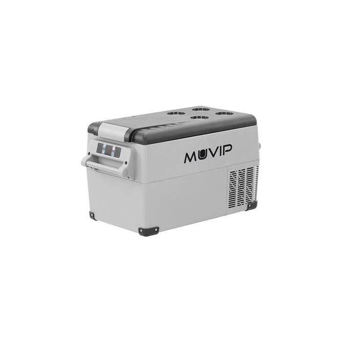 Muvip Nevera Portatil de Compresor 35L - Proteccion Bateria Vehiculo - Luz LED - Temperatura -20º/+20º - Conexion 12/24/220V - Consumo 50W - Compresor Silencioso - Asas Desmontables - Control Bluetooth - Medidas 693x345x381cm - Color Gris