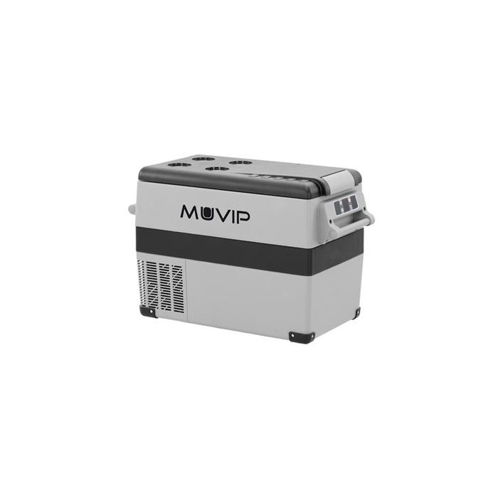 Muvip Nevera Portatil de Compresor 45L - Luz LED Interior - Proteccion Bateria Vehiculo - Temperatura -20º/+20º - Conexion 12/24/220V - Consumo 55W - Compresor Silencioso - Color Gris