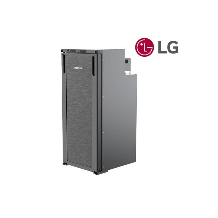 Muvip Nevera Fija con Compresor LG 90L 80W - Conexion 12/24V - Proteccion Bateria del Vehiculo  - Luz LED - Control de Temperatura - Doble Zona de Frio - Color Gris