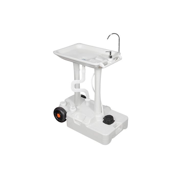 Muvip Carrito de Lavabo Portatil - Capacidad 30 Litros - Diseño de Montaje Rapido - Incorpora Colgador para Toalla - Color Blanco