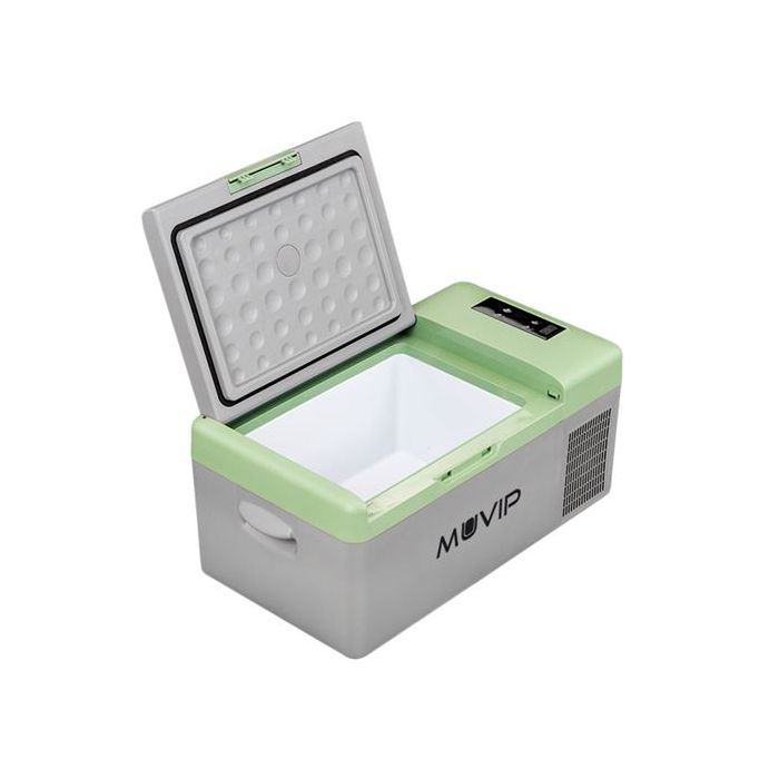 Muvip Nevera de Compresor Portatil 15 Litros 50W - Asas de Transporte - Compresor Silencioso - Color Gris