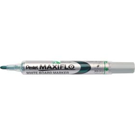 Pentel Maxiflo Rotulador para Pizarra Blanca - Punta de Bala - Ancho de Linea 2mm - Regulacion del Flujo de Tinta - 50% de Materiales Reciclados - Color Verde