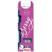 Pentel Brush Sing Pen Berry Pack de 4 Rotuladores con Punta de Pincel - Lineas Finas o Gruesas dependiendo de la Presion - Fabricados con 81% de Plasticos Recicldos - Colores Azul Marino, Azul Violeta, Rosa Violeta y Verde Turquesa