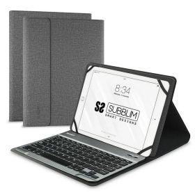 Subblim Teclado Bluetooth extraíble - Funda universal 9-10,1" - Diseño ultradelgado - Soporte ajustable - Acceso a todas las funciones - Sistema magnético - Resistente y adaptable - Inalámbrico - Bluetooth - Color Gris