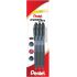 Pentel EnerGel X Pack de 3 Boligrafos de Bola Retractiles Tinta Gel - Punta 0.7mm - Trazo 0.35mm - Recargable - Grip de Agarre - 50% de Materiales Reciclados - Color Negro