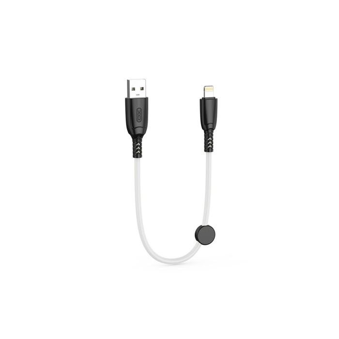 XO Cable NB247 Carga Rapida USB - Lightning - 6A - 25cm con Clip - Color Blanco