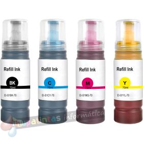 Epson 102/103/104/106/107/T6642/T6732 Pack de 4 Botellas de Tinta Genericas