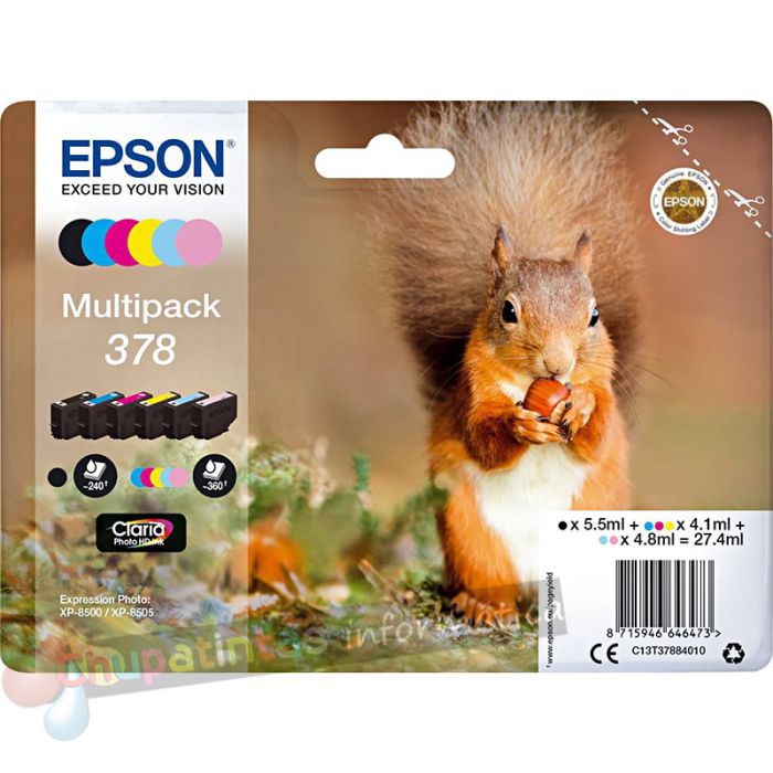Epson 378 Pack de 6 Cartuchos de Tinta Originales - C13T37884010