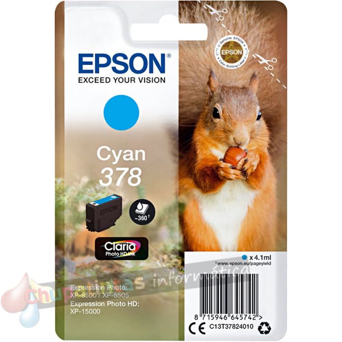 Epson 378 Cian Cartucho de Tinta Original - C13T37824010