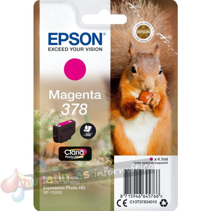 Epson 378 Magenta Cartucho de Tinta Original - C13T37834010