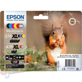 Epson 378XL/478XL Pack de 6 Cartuchos de Tinta Originales - C13T379D4010