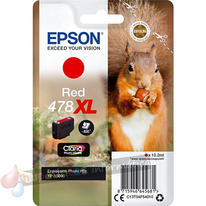 Epson 478XL Rojo Cartucho de Tinta Original - C13T04F54010