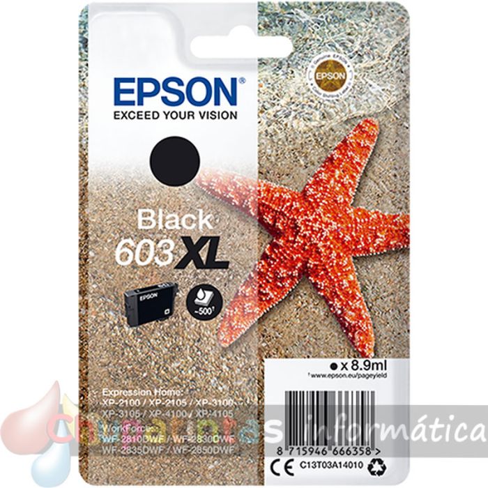 Epson 603XL Negro Cartucho de Tinta Original - C13T03A14010