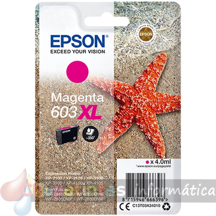 Epson 603XL Magenta Cartucho de Tinta Original - C13T03A34010