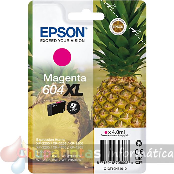 Epson 604XL Magenta Cartucho de Tinta Original - C13T10H34010