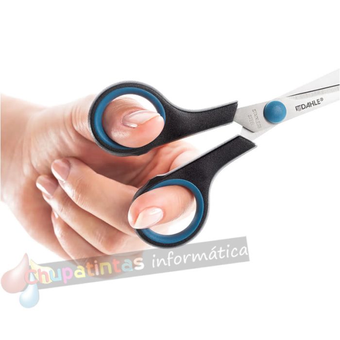 Dahle 54415 Office Comfort-Grip Tijeras de Acero Templado 14cm -  Modelo especial para zurdos -Hojas Afiladas-2