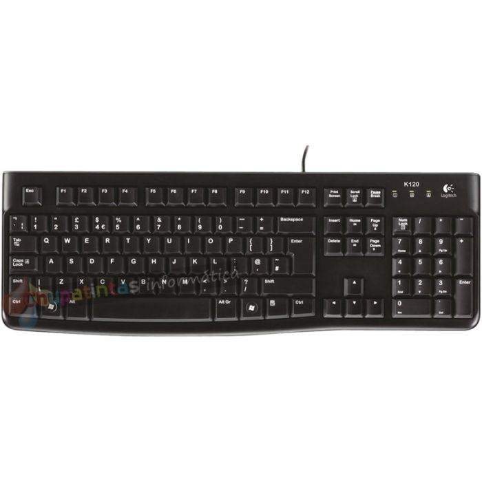 Logitech K120 Teclado USB - Resistente a Salpicaduras - Cable de 1.50m - Color Negro-1