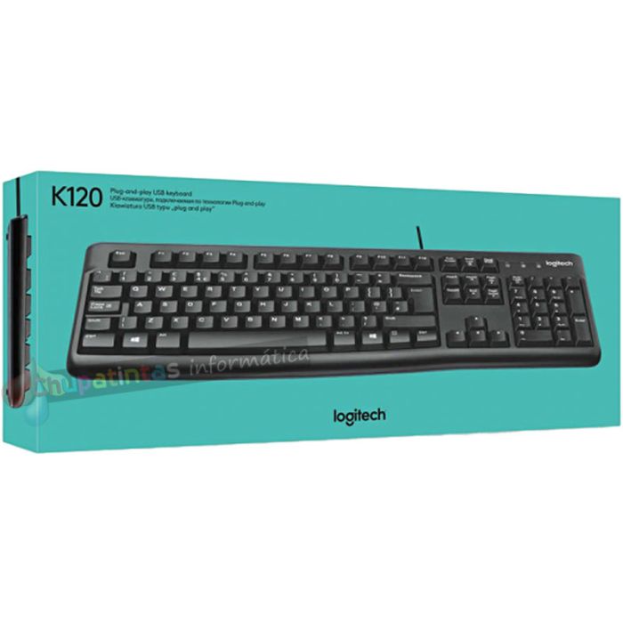 Logitech K120 Teclado USB - Resistente a Salpicaduras - Cable de 1.50m - Color Negro-6