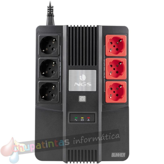 NGS Fortress Bunker SAI 600VA UPS 360W - Batería Incorporada 12V/7 - Tecnología Off Line - Función AVR - Protección-1