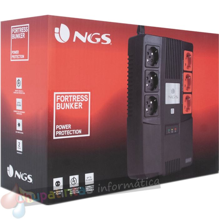 NGS Fortress Bunker SAI 600VA UPS 360W - Batería Incorporada 12V/7 - Tecnología Off Line - Función AVR - Protección-5