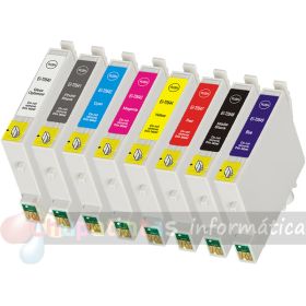 Epson T0540/T0541/T0542/T0543/T0544/T0547/T0548/T0549 Pack de 8 Cartuchos de Tinta Genéricos