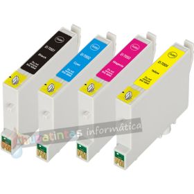 Epson T0556 Pack de 4 Cartuchos de Tinta Genéricos: T0551+T0552+T0553+T0554